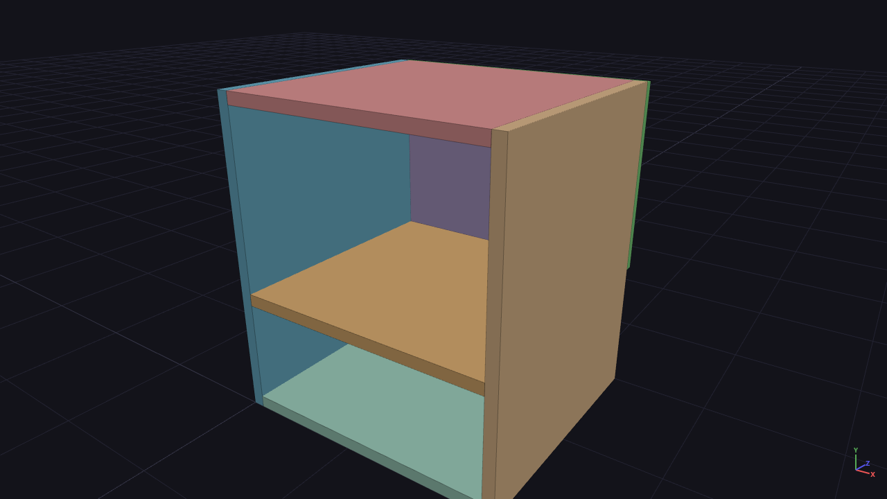 Render 3D de la mesita de noche