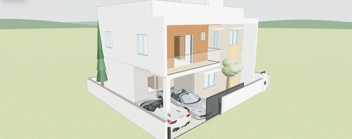Casa 30x40 con pórtico blanco