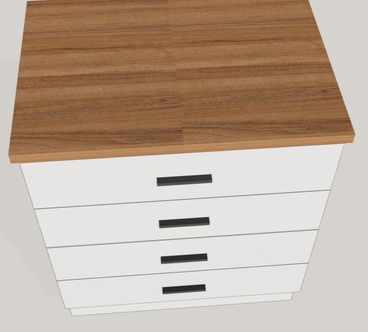 Al crearlo con encimera, cuando añadamos más muebles con encimera, esta se fusionará